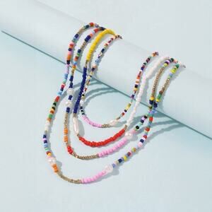 Multicolor Seed Bead Layered Necklace Set